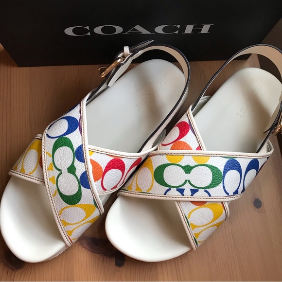 🌈 Coach Adora Sandal In Rainbow Signature Canvas - Picture 12 of 13